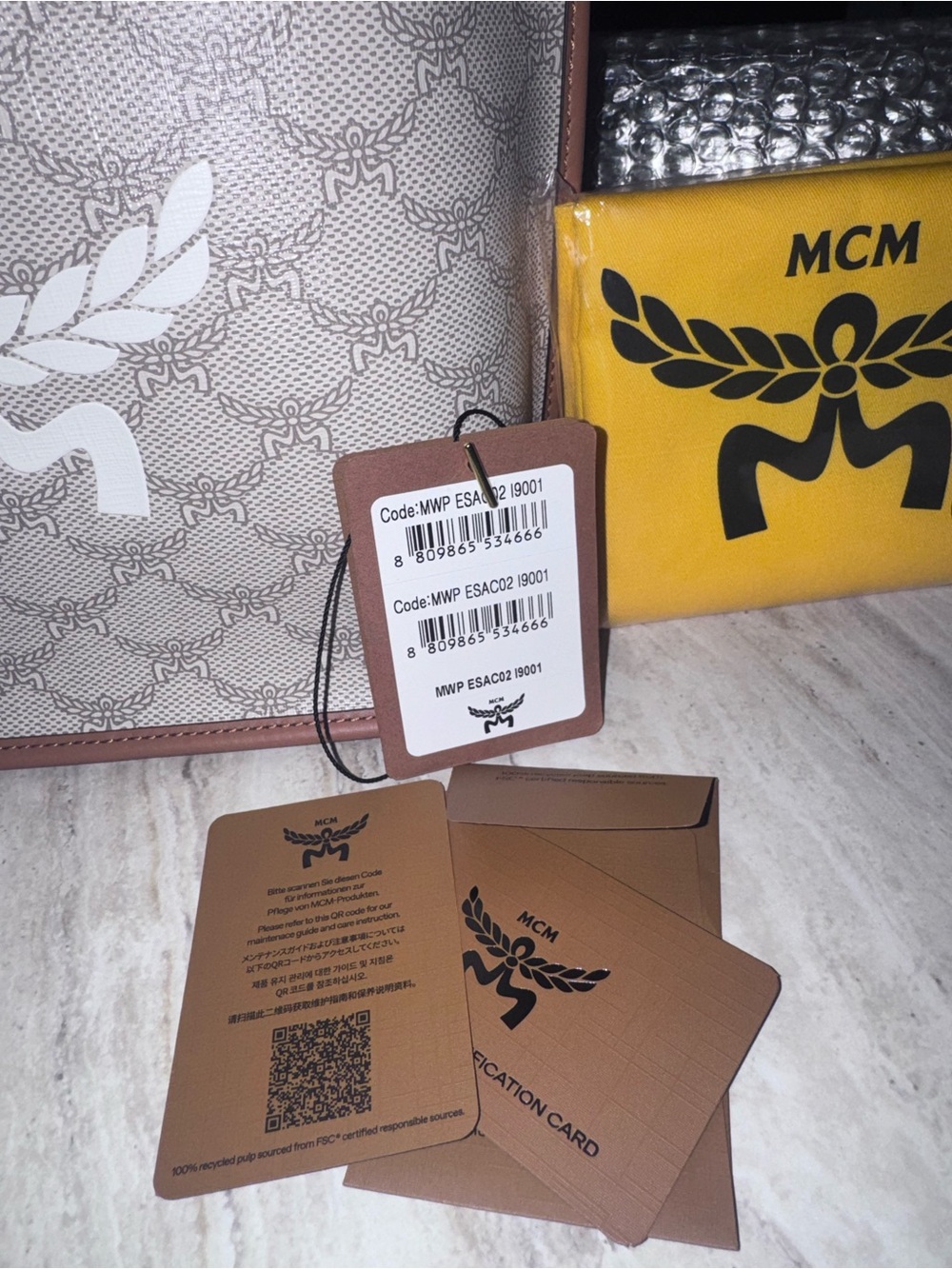 MCM Lauretos Nappa Mini Himmel Shopper Tote Oatmeal - Picture 3 of 9